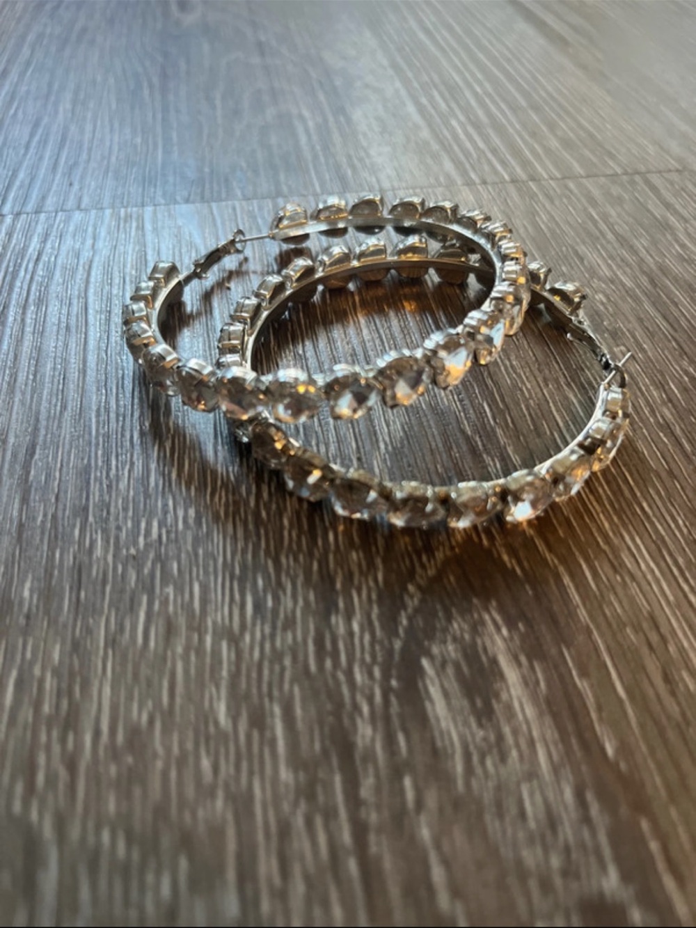 Silver Crystal Hoop Earrings - Women Jewelry